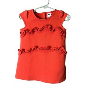 Jamie and Jack Ruffle Ponte Dress Coral Red 12-18M